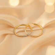 GER66. 14K Gold Tri-Color Hoop Earrings with Engraved Tornado Design